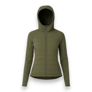 Lululemon Extra Mile Hooded Jacket Women's Size 10 Dark Olive Quilted Puffer